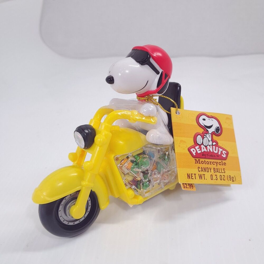 Vintage Snoopy On Yellow Motorcycle By Galerie Candy Dispenser Peanuts 2010 New
